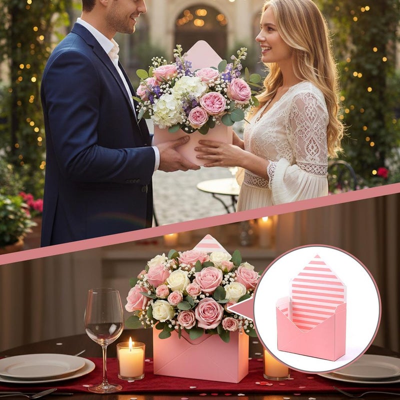 Valentine Envelope Boxes, Folding Portable Waterproof Flower Storage Box, Can Be Used to Place Gifts and Flowers, Suitable for Anniversary Wedding Birthday Party Arrangements - Image 5